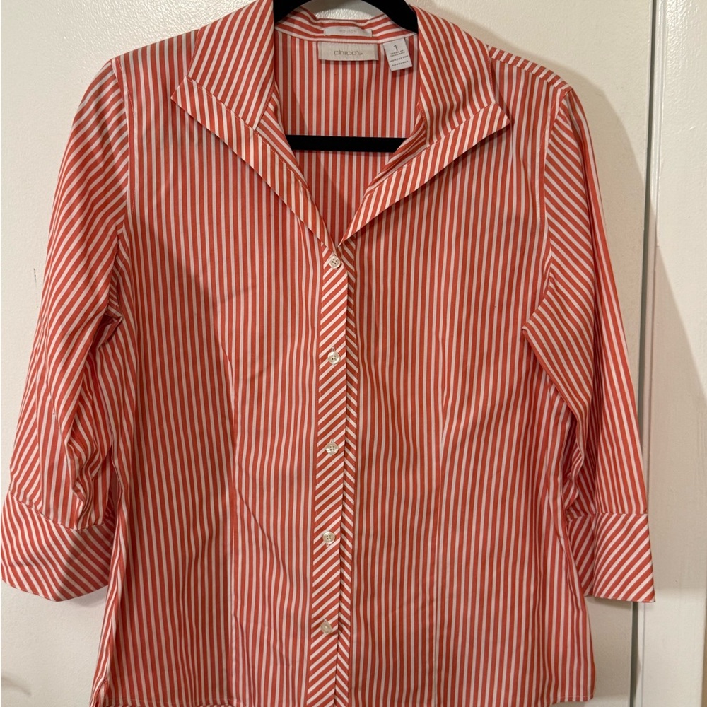 Chico's Non-Iron Striped Button Down Shirt